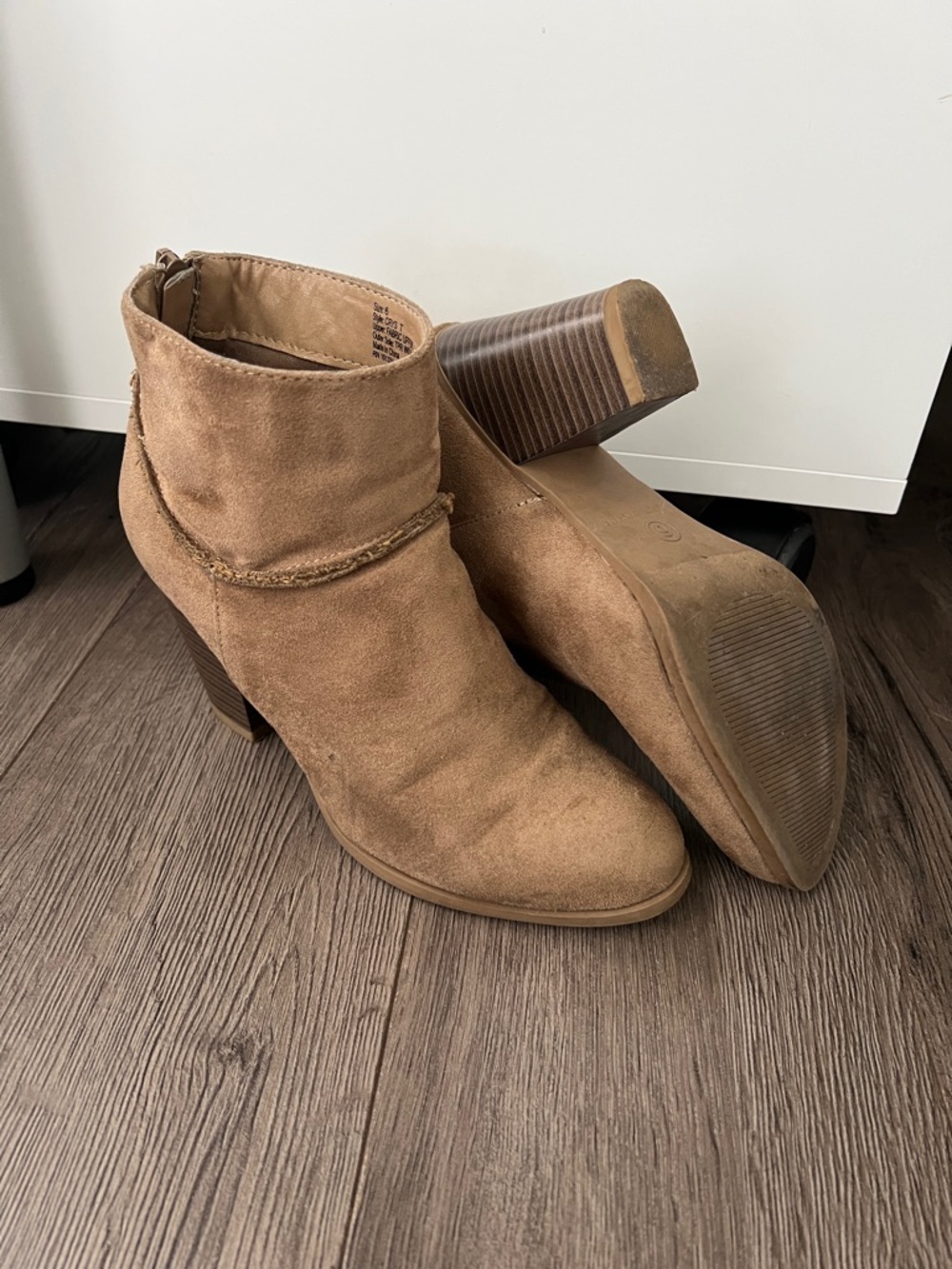 Limelight Women’s Tan Suede Ankle Boots - Stylish Block Heel. Size 6